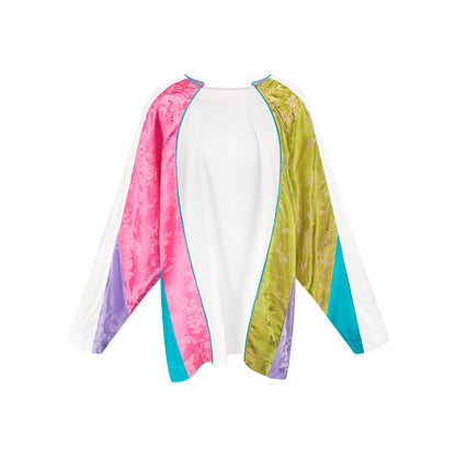 TUYUE Jacquard Paneled Sporty Silhouette Long-Sleeved T-Shirt- BLAKE.