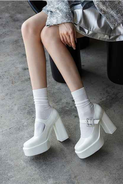 SHOESZOOO Platform High Block Heels - LENGTHIE.