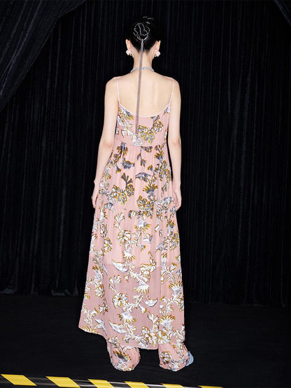 M essential Mackay designer velvet wide-hem slip dress Pants set - twe.