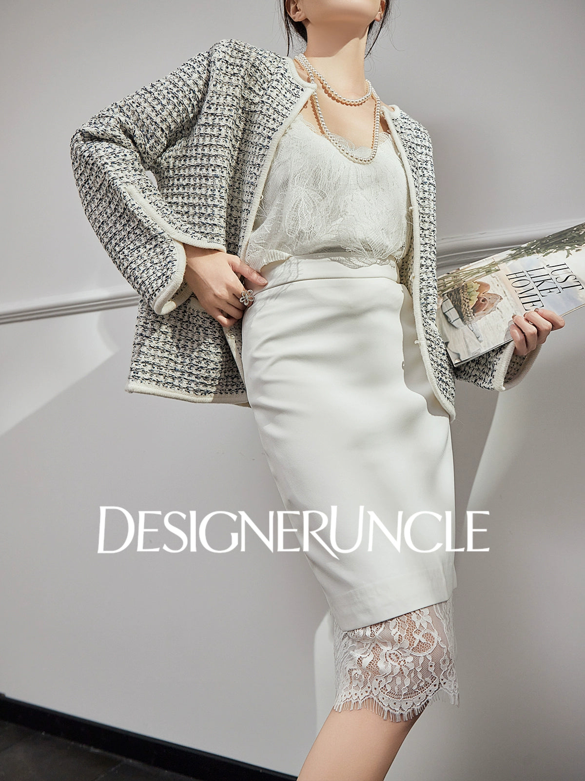 DGU "Sulan" cream cardigan commuting slimming versatile design top - CHARLIE.