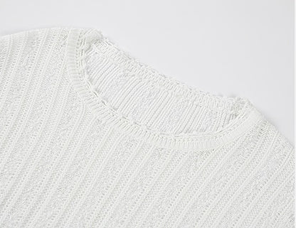 COMME MOI women's cut-out raw edge pullover knit top- VALENTINA.