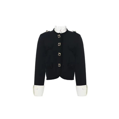 FAME black classic knitted open fir top - JULIANNE
