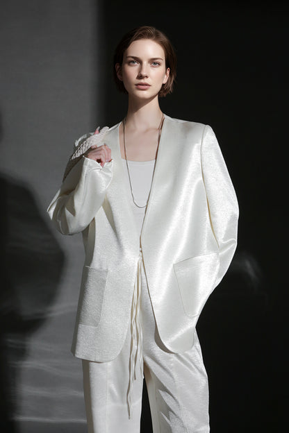 PIAOIN light luxury satin glossy heavy acetate suit pants  -HARPER