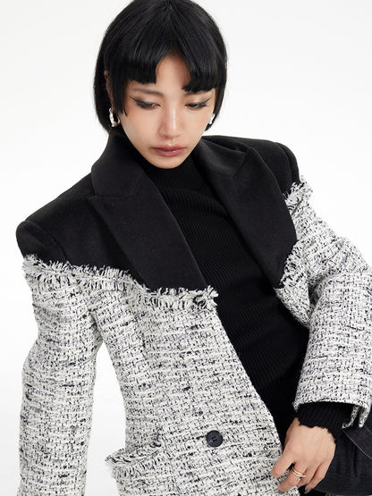 TINY IN tweed wool long sleeve coat-SAKI.