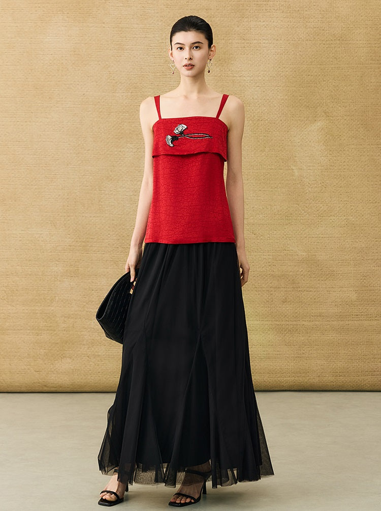 HECO Chinese style calla lily bead embroidered camisole  top - BENE.