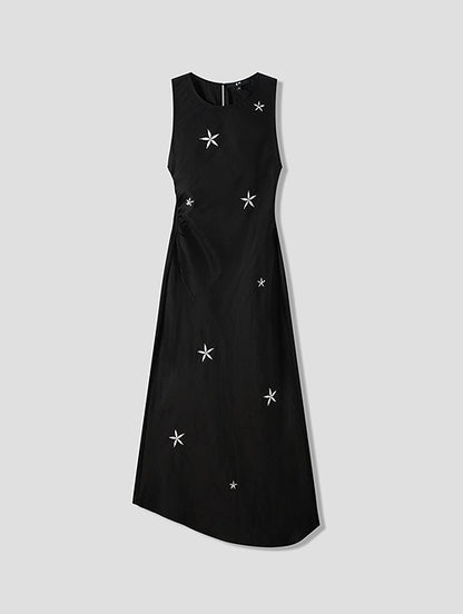 COMME MOI summer backless embroidered beaded black dress - BIANCA.