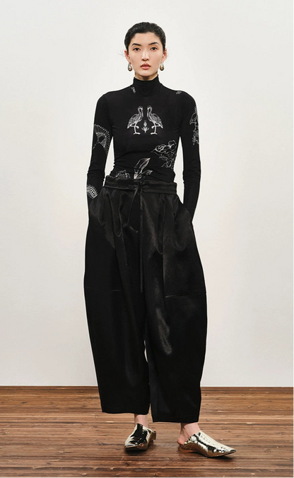 ZHUCHONGYUN black high-neck long sleeve top-HATAKE.