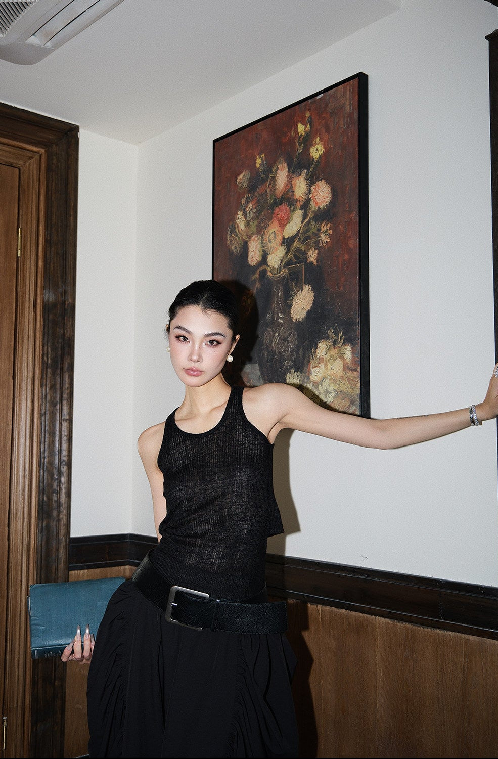 MEI SANGUAN Black sleeveless vest camisole - AVA