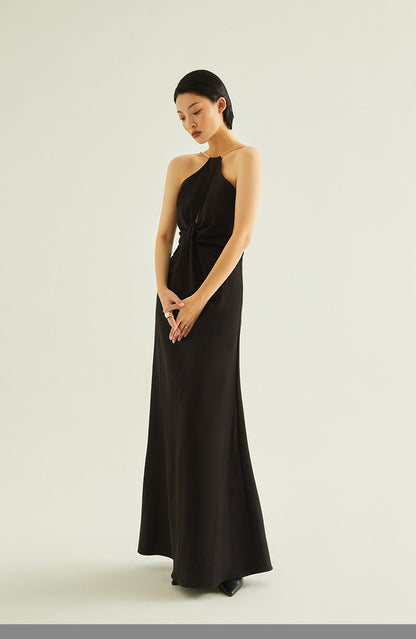 GOUDIN women's black long style light luxury high-end banquet dress-SOM.
