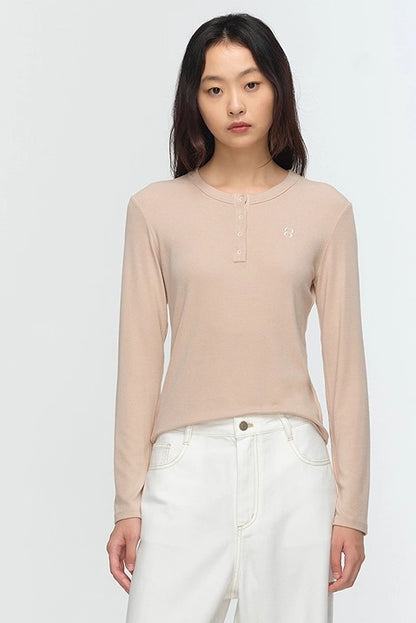 COMME MOI Lu Yan designer new women's Henry collar base shirt slim T-shirt - BLESSED.