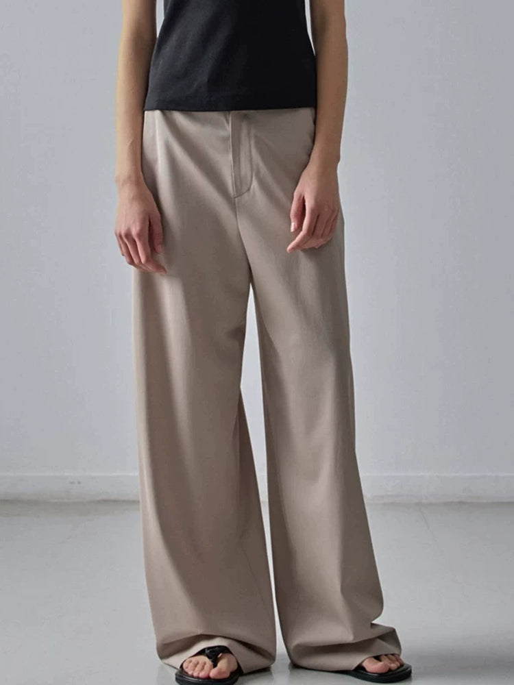 Nothing Written Casual High-waisted Slim Versatile Straight-leg Pants-LIV.