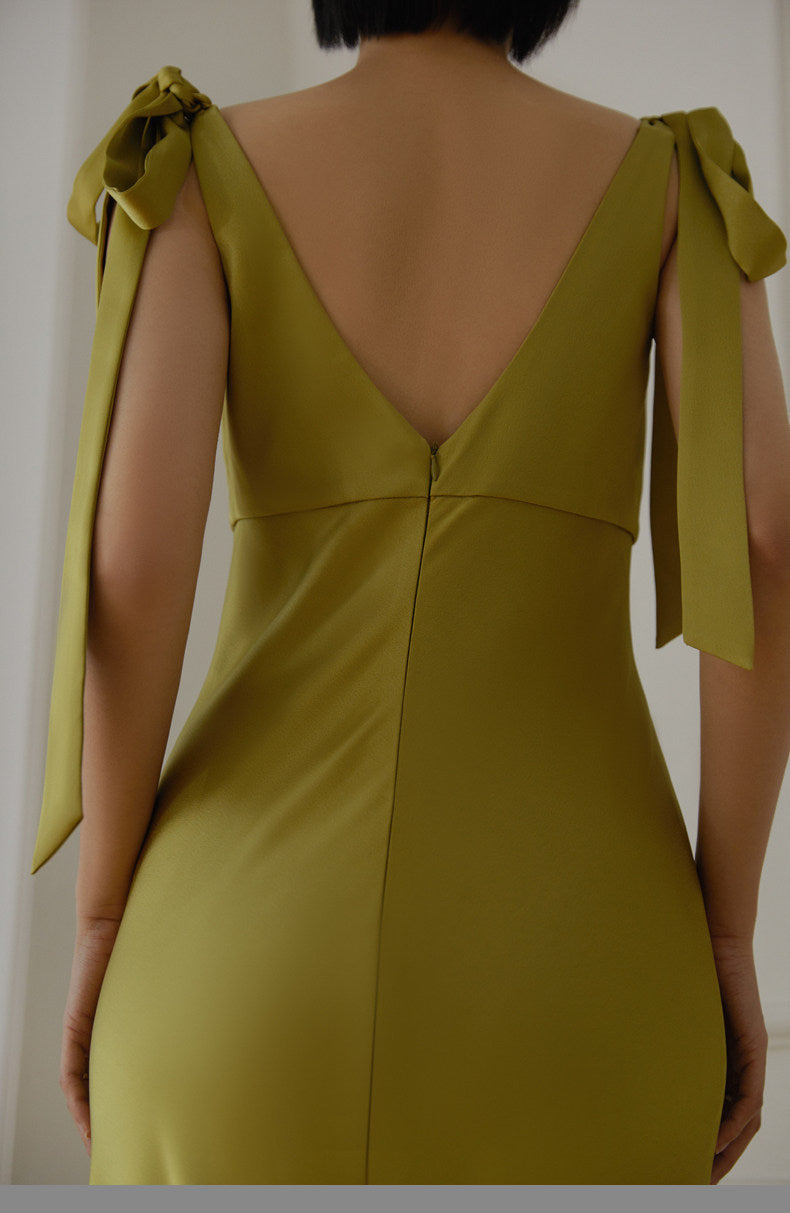 GOUDIN women's texture pickle green party luxury niche Hepburn dress-XIM.