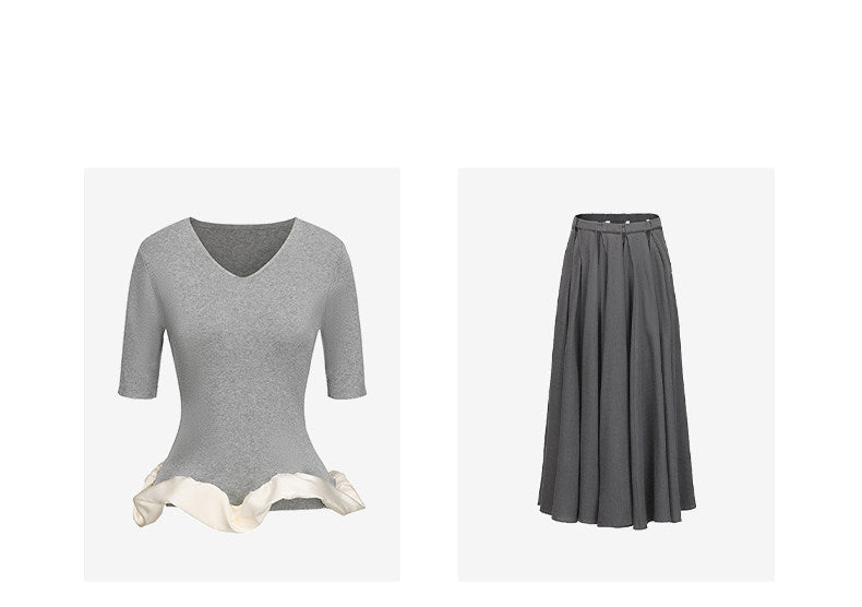ATELIER MISS LU [Ferris Wheel Shimmer] Waist Cutout Sheep Wool Blend Skirt - LOVER.