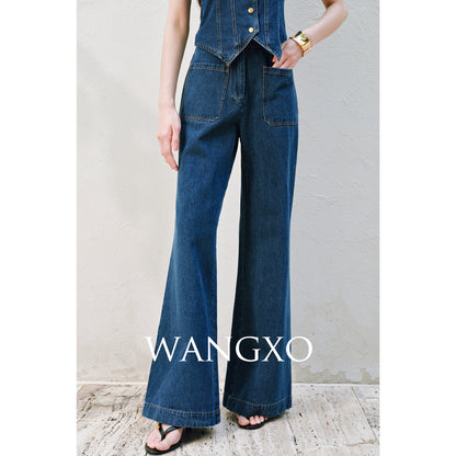 WANGXO | Airy Linen Cotton Blend Retro Denim Vest & Wide-Leg Pants Set  ZARA