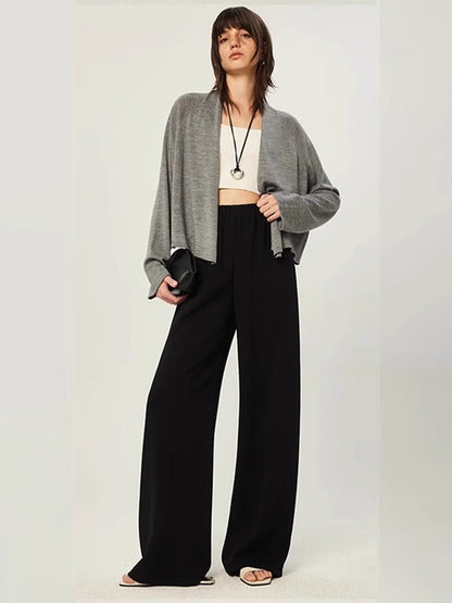 NOTHING WRITTEN  triacetate wrinkle long leg one-piece air pants-IRIS.
