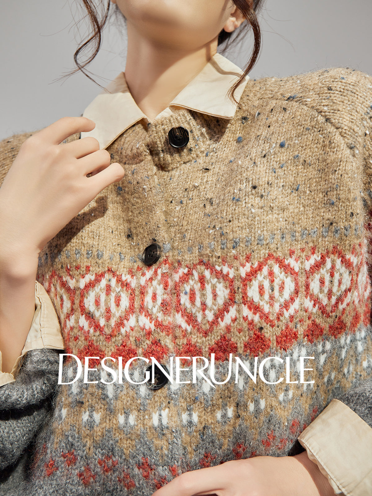 DGU "Twilight" gray sweater women's new loose and lazy style top trendy knitted cardigan- ONE.