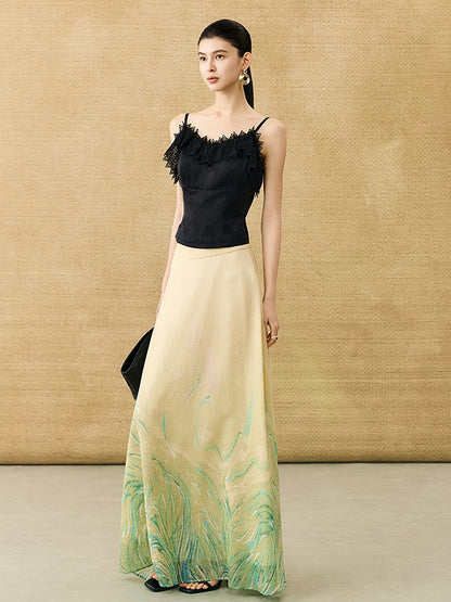 HECO Chinese Style Gradient Print Summer Temperament Charm Skirt - ZADE.