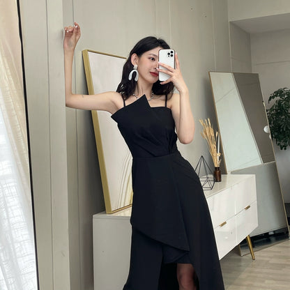 DOLLY Elegant Retro Style Sleeveless Tube Top Long Slit Business Dinner Dress-KIKE