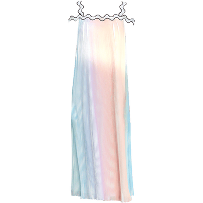 YES BY YESIR pressed pleated long pastel ombre flowy dress- Ye Qian.