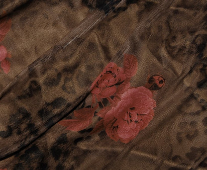 DOLLY High End Retro Printed Lace Stitch Pleated Slim Fit Sexy Party Dress-ELECTRA