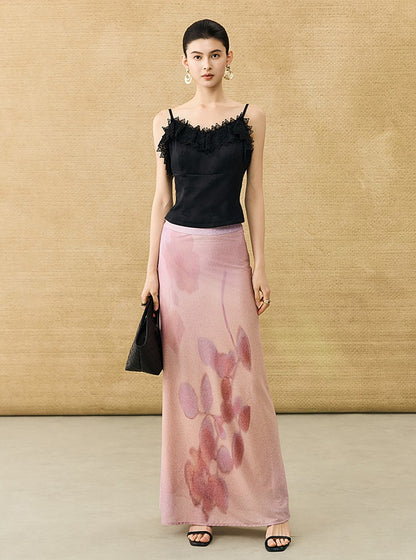 HECO Chinese gradient floral flowing temperament skirt - SWAED.