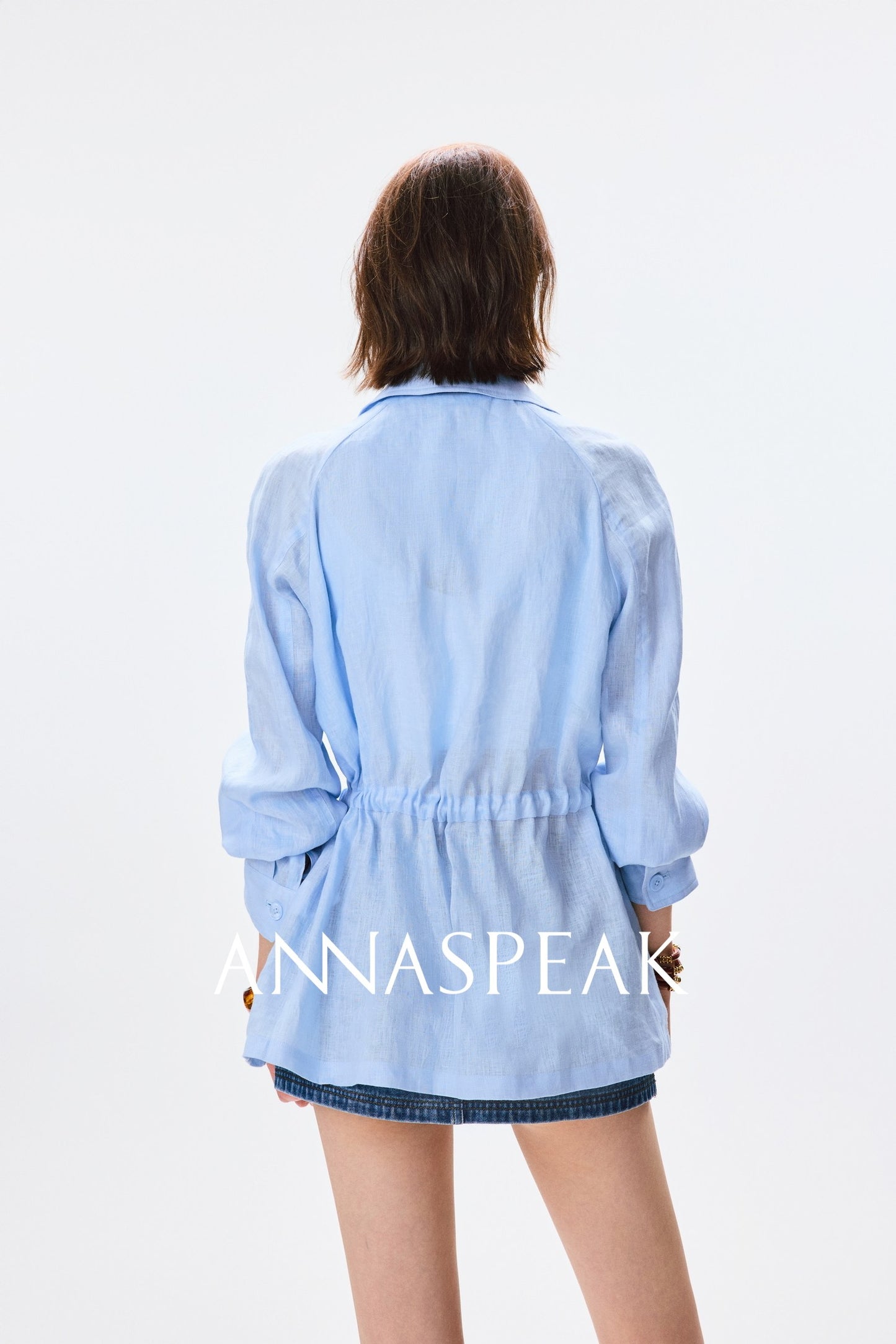ANNASPEAK  linen light drawstring shunting jacket-SAYE.