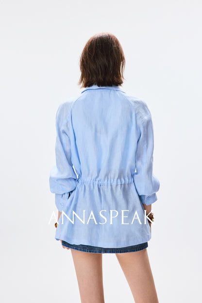 ANNASPEAK  linen light drawstring shunting jacket-SAYE.