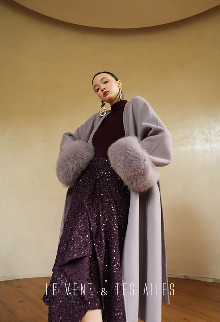 LE VENT&TES AILES Galaxy Luxury Weaving Feminine Sequin Tweed Skirt-ZOYA