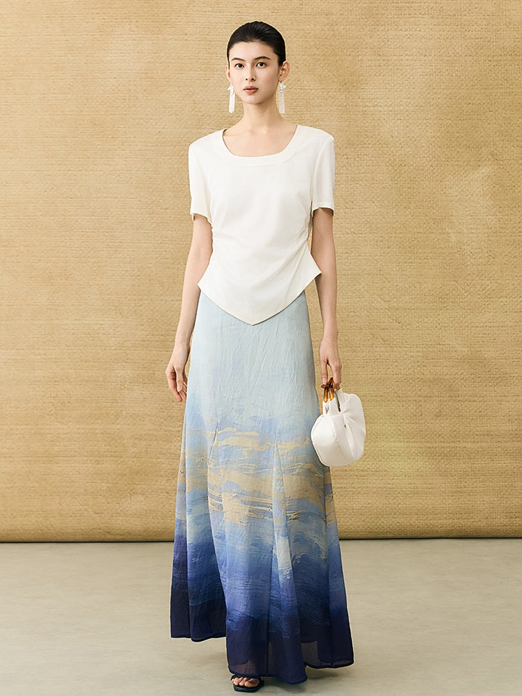 HECO Chinese Atmosphere Summer Drape Elegant Straight Skirt - MUSC.