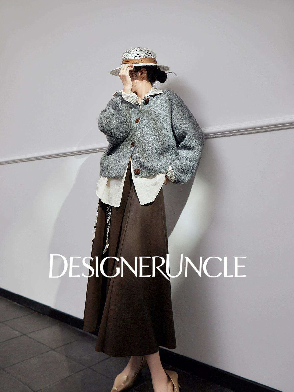 DGU "Mist Blue" gray autumn new loose outerwear versatile slimming top - JONES.