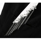 pearl tie, unique designer elegant LBD black work dress