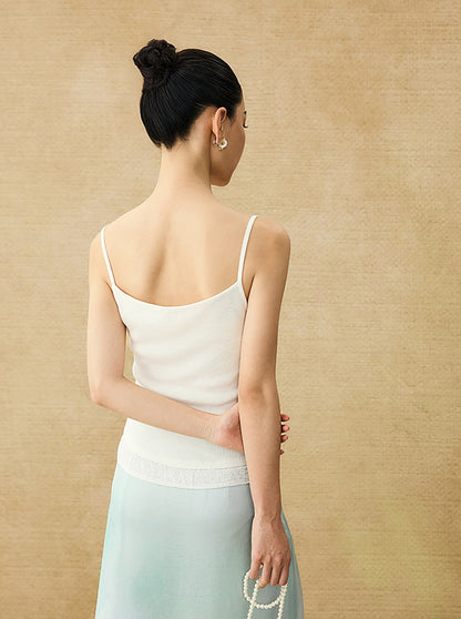 HECO Chinese Lace Edge Camisole Breathable Tencel Versatile Top - REACH.