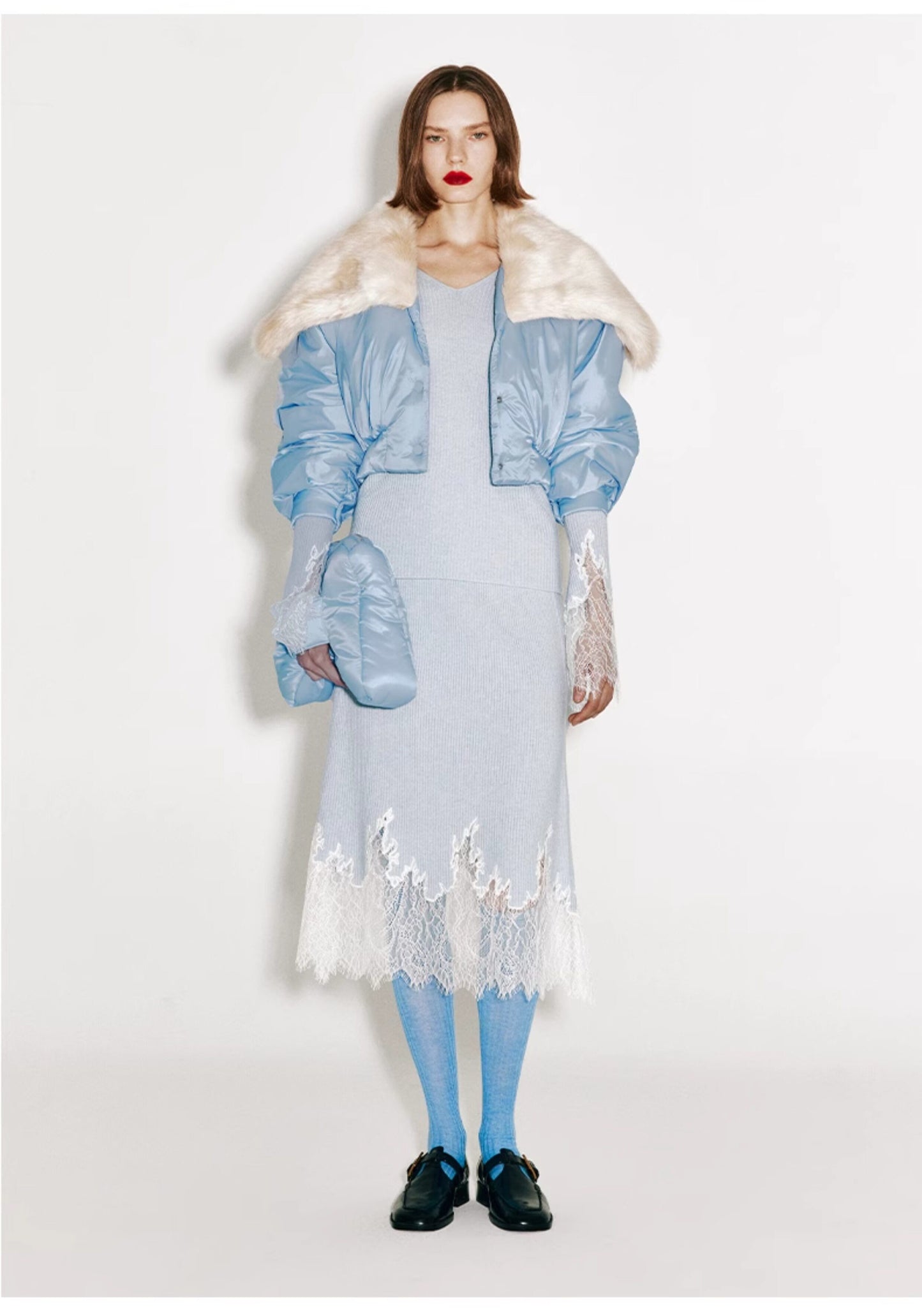ATELIER MISS LU lace-panelled cashmere and wool-blend top - IRIS