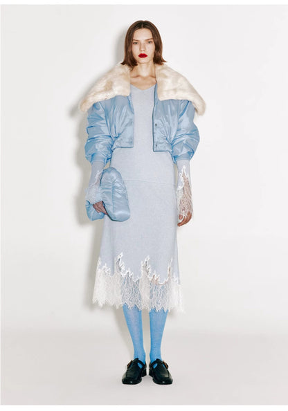 ATELIER MISS LU lace-panelled cashmere and wool-blend top - IRIS