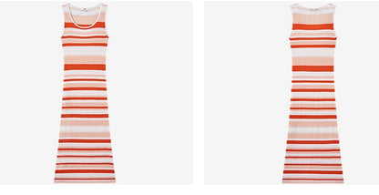 COMME MOI  summer colorful striped skinny wool knit dress - HARPER.