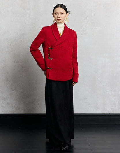 HECO Loose Butterfly Dark Grain Jacquard Thick Jacket - essie.