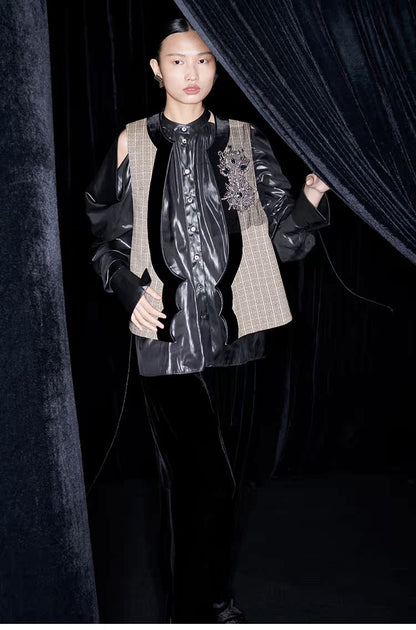 M essential Mackay designer multi-layered embroidered ethnic vest - jack.