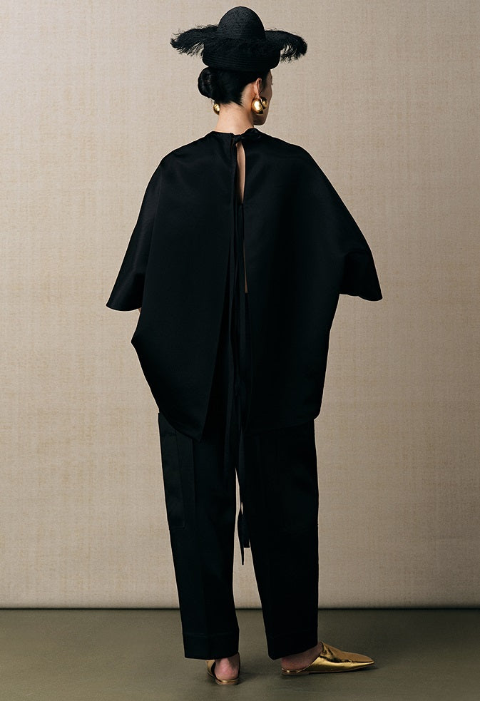 ZHUCHONGYUN black half sleeved crew neck top-CUB.