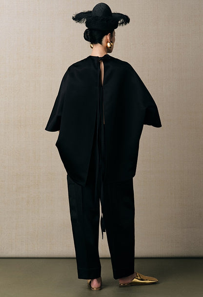 ZHUCHONGYUN black half sleeved crew neck top-CUB.