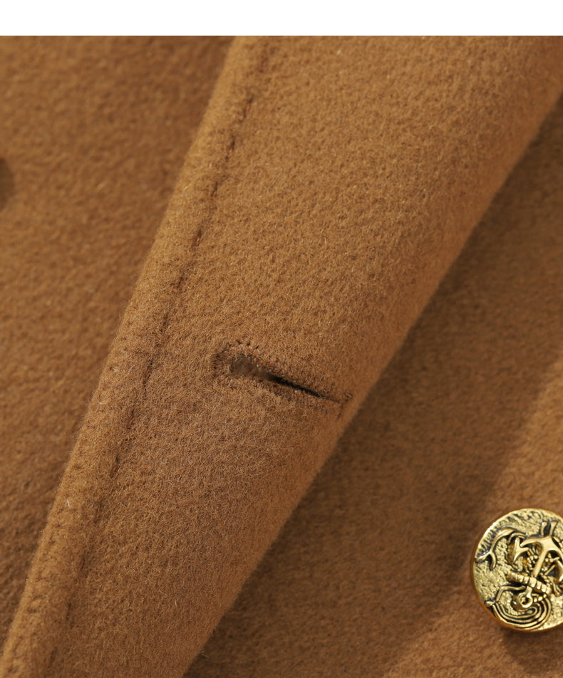 Fall Autumn light luxury British style gold camel double-sided wool coat - Katiea