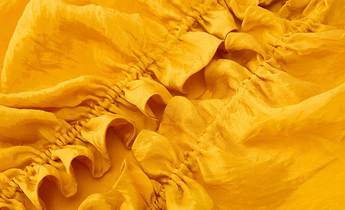 ZHUCHONGYUN yellow pleated loose-fitting blouse -AMBER.