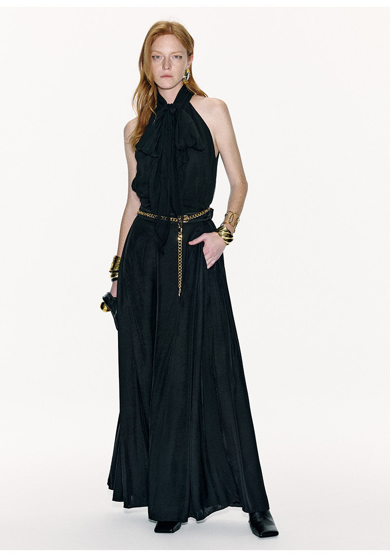 ATELIER MISS LU Long Streamer Design Mulberry Silk Shaved Shoulder Top - MALIKA