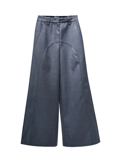 ANNAKIKI Women's Niche Wool Split Loose Casual Wide-Leg Pants-EARL