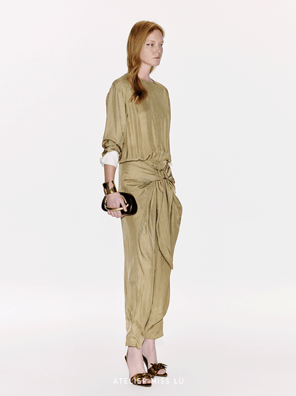 ATELIER MISS LU  Ring-panel Flutter-piece Acetate Jumpsuit - MAGNET
