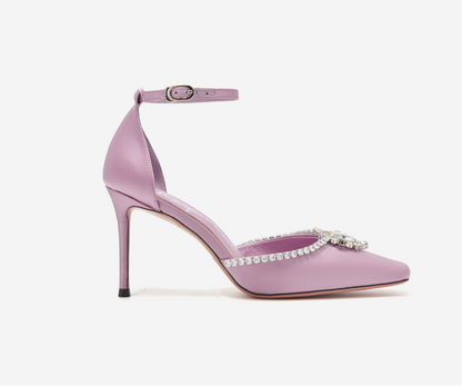 SHOESZOOO French Ankle Strap Stiletto Square Toe Crystal High Heels - MYSELF.