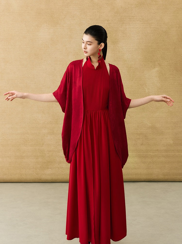 HECO Chinese style loose shirred shawl jacket summer travel sunscreen shirt - SQUAD.