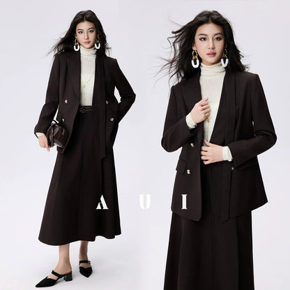 AUI  Blazer Women's New A-Line Skirt Bottom Top Three-Piece Set - Ji-Ho.