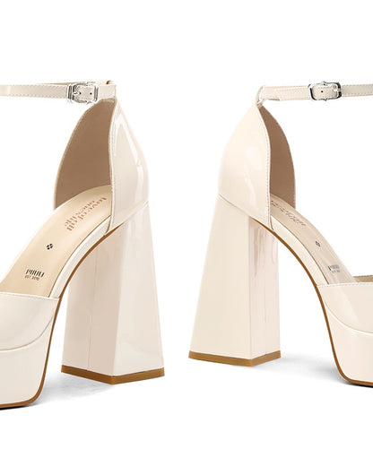 Pjjuu Mary Jane White Small Man Platform Bridal Shoes - BEAR