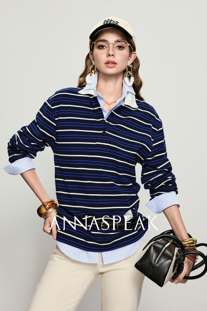 ANNASPEAK color loose striped knit long dress-MUA.