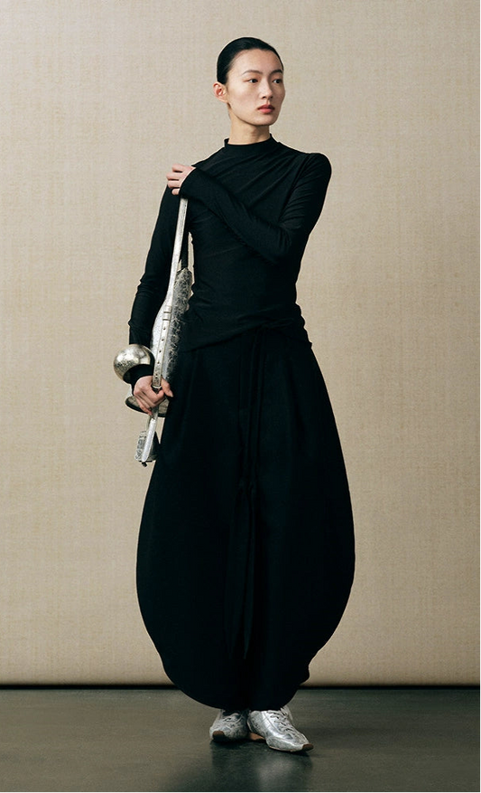 ZHUCHONGYUN loose cocoon-shaped three-dimensional cut wide trousers - FEYRE.